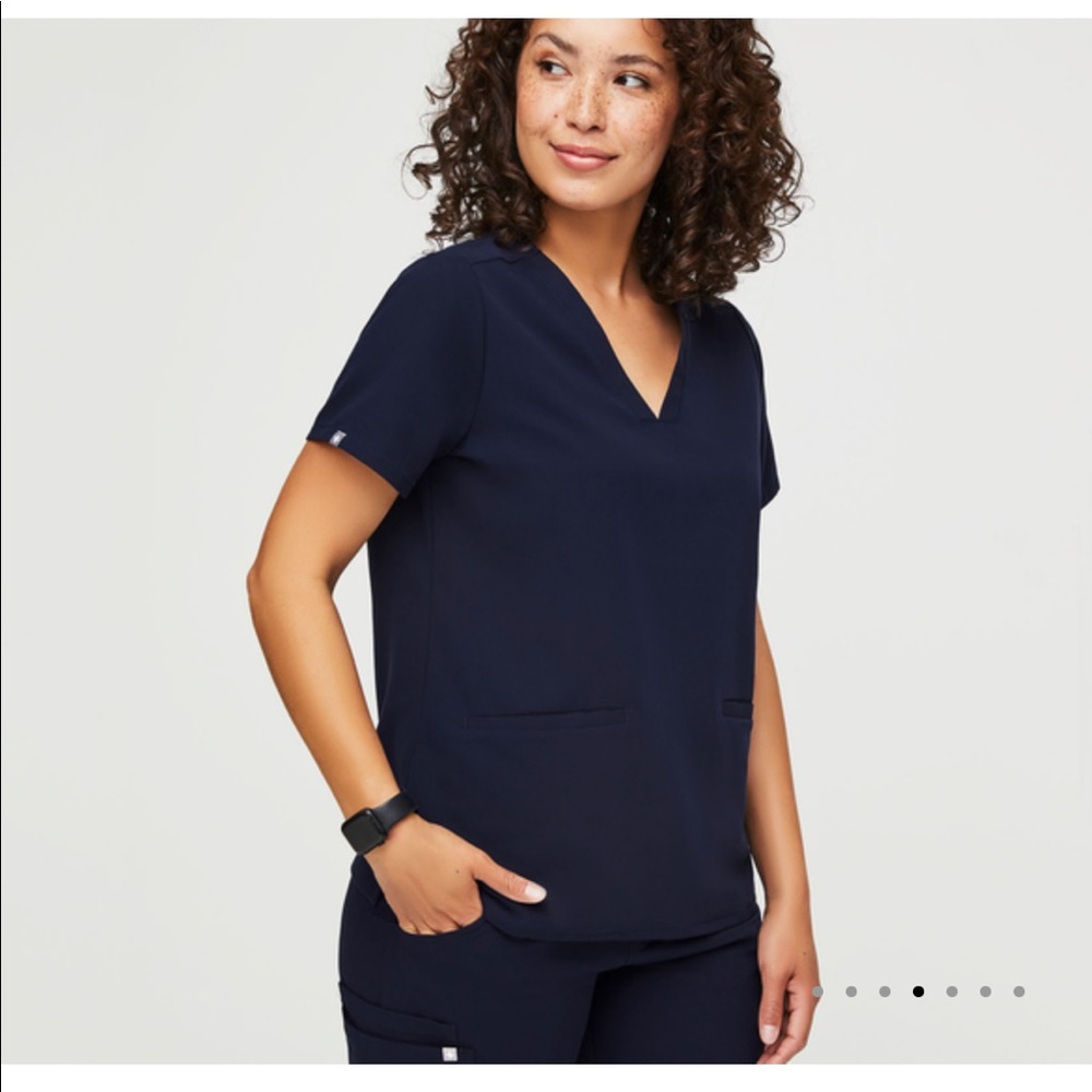 Navy blue figs scrub top